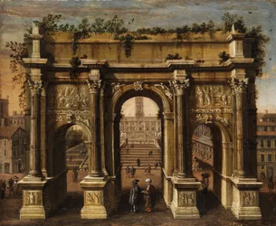 Idealansicht Septimius-Severus-Bogen und Kapitol